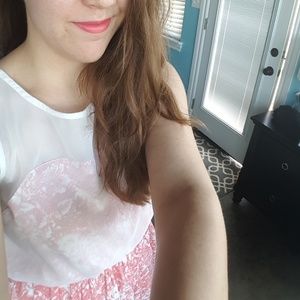 Pink and White Cinched Dress